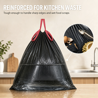 Sacs poubelles noirs personnalisés en PEHD robuste avec cordon de serrage, lot de 50, pour usage en cuisine