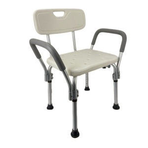 Chaise de douche en alliage d'aluminium avec accoudoirs, hauteur réglable, dossier large antidérapant pour personnes âgées et femmes enceintes - Product Image 4