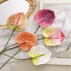 CallaFloral Anthurium, Rama Individual de Flor Artificial, Tela Brillante de PVC, Decoración de Interiores, Blanco, Verde, Naranja, Rojo Rosa, Rojo Claro - Product Image 1