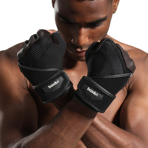 Guantes Deportivos Bao Dun, Medios Dedos, Negro y Marrón, con Soporte para Muñeca, para Gimnasio, Entrenamiento, Hombres Adultos - Product Image 1