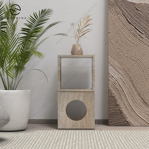 Table d'extérieur minimaliste en marbre avec découpes circulaires pour mobilier de patio - Product Image 4