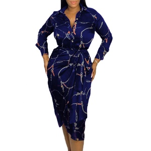 Robe à manches longues avec chaîne imprimée, personnalisée de haute qualité, <span class=keywords><strong>grande</strong></span> <span class=keywords><strong>taille</strong></span>, nouvelle collection été 2022 - Product Image 1