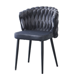 Venta al por mayor de artículos para el hogar, sillas de terciopelo para sala de estar, chaise de respaldo alto con pata dorada, sillas de cafetería - Product Image 5