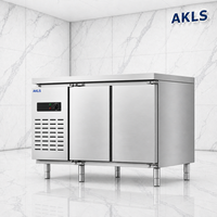 Kulkas Freezer Komersial di Bawah Meja Kerja, Peralatan Pendingin Dapur Stainless Steel untuk Restoran