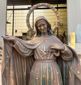 Escultura de la Virgen María Estrellada de Bronce, Medalla Milagrosa, Estatua de Nuestra Señora para Decoración Religiosa de Iglesia o Jardín - Product Image 3