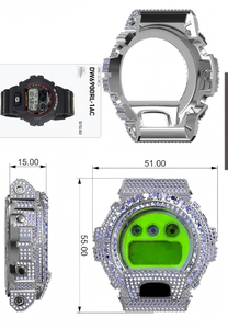 Boîtier de montre en laiton massif plaqué or 18 carats avec moissanite VVS, accessoires pour <span class=keywords><strong>Casio</strong></span> G-Shock DW6900, certifié GRA - Vente chaude - Product Image 3