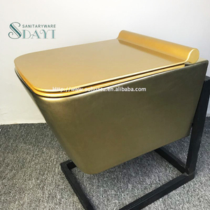 Nhà Vệ Sinh Treo Tường SDAYI Square, Nhà Vệ Sinh Treo Tường Mạ Vàng Hai Lớp Không Viền Mạ Vàng - Product Image 1