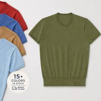 Camiseta de Punto de Algodón 16GG con Logotipo Personalizado, Fabricante de Camisetas de Punto de Manga Corta de Alta Elasticidad para Verano