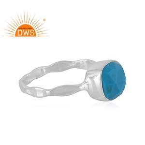 Natural <b>Turquoise</b> Gemstone <b>Ring</b> Handmade Designer Sterling Silver <b>Ring</b> Jewelry Manufacturer Indian Classic Collection - Product Image 2