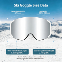 Masque de ski cylindrique UV400 à double lentille anti-buée, monture en TPU flexible, résistant aux chocs, logo personnalisé OEM, lunettes de sport pour la neige