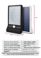Applique murale solaire carrée à LED avec détecteur de mouvement et capteur de lumière intelligent pour jardin, villa, balcon, usage extérieur