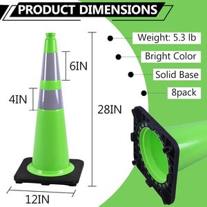 กรวยจราจรสีเขียว CITICITY ขนาด 28 นิ้ว พร้อมแถบสะท้อนแสงขนาด 6 นิ้ว สำหรับงานก่อสร้าง ทางรถวิ่ง ถนน และที่จอดรถ - Product Image 4