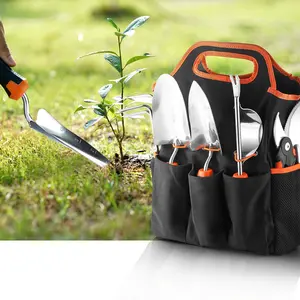 Amazon Hot Sales strumento di scavo multifunzionale Set di attrezzi da giardino per impieghi gravosi in acciaio inossidabile con borsa per il trasporto