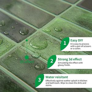 Tuiles <span class=keywords><strong>de</strong></span> crédence en mosaïque 3D vertes en PU modernes, autocollantes, imperméables, pour la décoration <span class=keywords><strong>de</strong></span> la maison, <span class=keywords><strong>de</strong></span> la cuisine, <span class=keywords><strong>de</strong></span> la <span class=keywords><strong>salle</strong></span> <span class=keywords><strong>de</strong></span> <span class=keywords><strong>bain</strong></span>, <span class=keywords><strong>de</strong></span> l'hôtel, du hall - Product Image 1