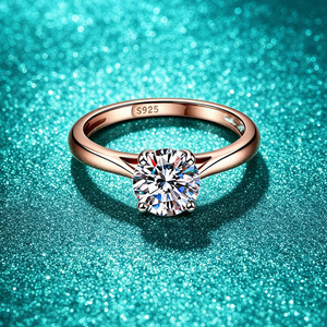 Anillo de Lujo de Moissanita con Corte Brillante de 1ct D VVS1 Certificado por GRA, Venta al por Mayor de Fábrica, Oro Rosa, Plata de Ley S925, Anillo para Mujer - Product Image 5
