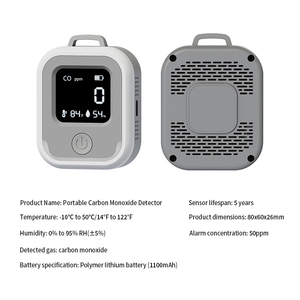 充電式ガス漏れ検知器、LCDディスプレイ付き、安全アラーム機能、一酸化炭素検知器、温度・湿度検知機能搭載 - Product Image 3