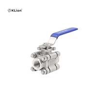 Válvula de Bola Manual KLION RTS 304 de Acero Inoxidable, Resistente a Ácidos, Alta Presión, 3 Piezas, Temperatura Normal, Rosca NPT BSP, 2000 WOG