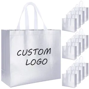 Luxury Non Woven Shopping Bags Laminated Large Capacity Non Woven Handbag Non Woven Silver Gift Bags