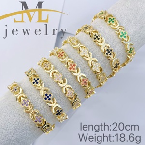 Pulseras de Dijes JML de Alta Calidad Laminadas en <span class=keywords><strong>Oro</strong></span> de <span class=keywords><strong>14k</strong></span>, Exquisito Accesorio de Moda con Corazón de Zirconia y Diseño de Flor de Tendencia - Product Image 2
