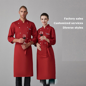 Chất Lượng Cao Unisex Đồng Phục Đầu Bếp Khách Sạn Nhà Bếp Làm Việc Quần Áo Đầu Bếp Nhà Hàng Đồng Phục Nấu Ăn Áo Sơ Mi Áo Khoác + Tạp Dề - Product Image 6