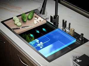 Fregadero de cocina de acero inoxidable engrosado con montaje superior, diseño sin juntas y drenaje rápido para el hogar - Product Image 2