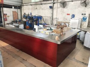 Estación de coctelería, barra de acero inoxidable, mesa profesional para bar de cocteles, diseño de estación con refrigerador. - Product Image 4