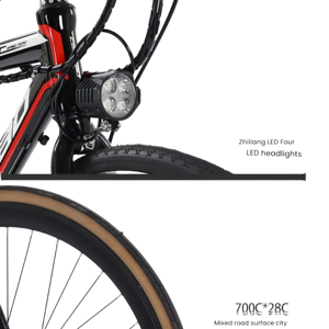 Bicicleta Eléctrica de Montaña de 7 Velocidades, 36V 8Ah 350W, Cuadro Rígido, Frenos de Disco Mecánicos, Neumáticos 700C*28C, Todoterreno, para Hombre - Product Image 6