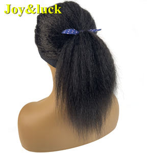 Wholesale Headband <strong>Wigs</strong> for Women Mid-lenght Straight Natural Black Color <strong>Afro</strong> Soft Yaki Synthetic Machine Made <strong>Wig</strong> for Female - Product Image 4