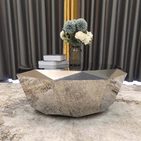 Nouvelle conception de meubles de maison, tables basses en acier inoxydable miroir diamanté pour salon, hôtel, villa moderne, table à thé durable
