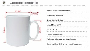 Tasses à café en céramique blanches minimalistes de 11 oz, qualité supérieure 3A, avec revêtement vierge, modèle 1702 Cup Tyre, cadeaux promotionnels, avec poignée. - Product Image 6
