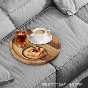 Wooden Sofa <b>Gap</b> Tray Solid Wood Natural Color Coffee Table Side Dish Plate Snack Dessert Holder - Product Image 3