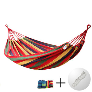 Hamaca portátil <span class=keywords><strong>de</strong></span> lona para acampada, tela <span class=keywords><strong>de</strong></span> algodón a rayas coloridas, para playa y exteriores - Product Image 5
