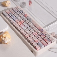 Noir/vert/rose marbre côté Transparent Keycaps 131 touches clavier mécanique Keycap PBT côté Sublimation pour clavier mécanique