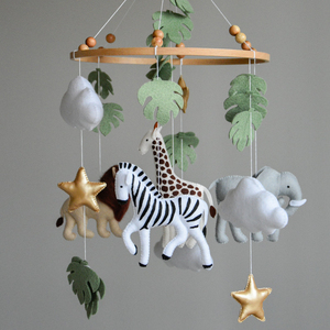 Cadeau de baby shower nouveau-né personnalisé fait à la main Afrique <span class=keywords><strong>jungle</strong></span> animaux neutres logo personnalisé feutre boho safari berceau bébé <span class=keywords><strong>mobile</strong></span> - Product Image 1