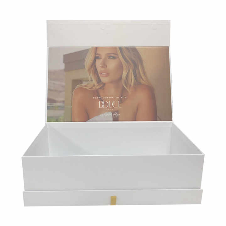 Hamper Gift Boxes with Ribbon Magnetic Gold Foil Printing Closure Boxes for Presents Gift Packaging