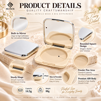 Palette de fards à paupières pressés en poudre portable 14,5 g en ABS recyclable, boîte de rangement vide pour fards à paupières argentée et blanche