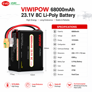 Batterie de remplacement haute capacité 23,1 V 68000 mAh 8C pour systèmes de drones lourds, longue durée de vie - Product Image 2