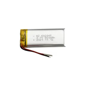 KC/CE fabricante de la batería 602045 de 550mAh 3,7 V batería de litio polímero de la batería 3,7 V para dispositivo LED