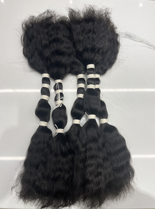 Venta caliente 100% Real Virgin Brazilian Hair Bulk Kinky Straight Wet and Wavy #2 Extremos doblemente dibujados - Product Image 6