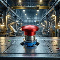 Interrupteur robuste en acier inoxydable pour l'automatisation industrielle, étanche IP65, fonction d'arrêt d'urgence et de réinitialisation, 1NO électronique