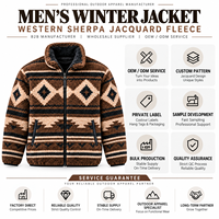Veste d'hiver en polaire sherpa jacquard pour homme, style western, fermeture éclair intégrale, manteau d'extérieur, fabricant OEM ODM, fournisseur en gros