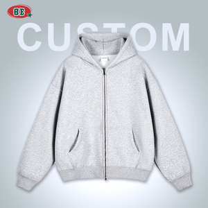 OEM/ODM شعار مخصص فضفاض صالح جودة عالية فارغة 3D التطريز طباعة المتضخم زائد الحجم القطن الرجال سحاب حتى هوديس للرجال - Product Image 2