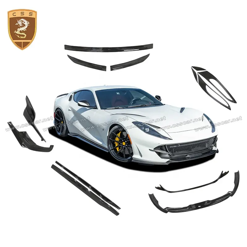 Bodykit Gaya Novi Super Cepat untuk Ferrari 812 Kit Bodi Kecil Sayap Bebek Sudut Bungkus Belakang Bibir Bawah Depan Serat Karbon