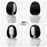Perruque droite en fibre haute température résistante à la chaleur, avec filet en maille rose ajustable, effet naturel de la ligne des cheveux, pour femmes noires, densité 130%-150%