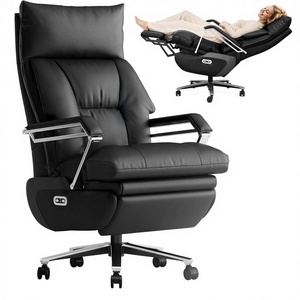 Chaise de <span class=keywords><strong>bureau</strong></span> électrique à double moteur avec repose-pieds, siège <span class=keywords><strong>large</strong></span>, ergonomique, en cuir, cadre en aluminium, pour la maison/le <span class=keywords><strong>bureau</strong></span>, noire - Product Image 1