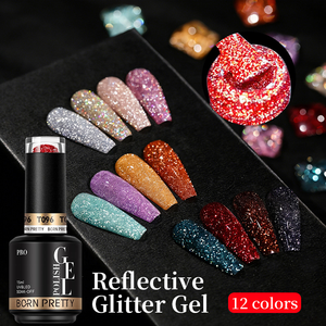 Esmalte de <span class=keywords><strong>Uñas</strong></span> en Gel BORN PRETTY PRO Super Flash, Venta al por Mayor, 15 ml, Sin HEMA ni TPO, Vegano, Removible, Arte de <span class=keywords><strong>Uñas</strong></span>, Gel Reflectante UV con Purpurina - Product Image 1