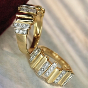 Aazuo – bijoux fins en or blanc massif 18 carats, diamant naturel, bague à ligne irrégulière, cadeau pour femme, pour banquet et fête haut de gamme - Product Image 4