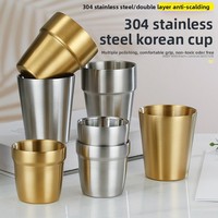 Tasse à eau de style européen en acier inoxydable 304, tasse à café double paroi pour eau, bière, thé