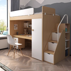 2024 Лидер продаж, детская односпальная двухъярусная кровать для малышей, современная кровать из МДФ, со столом и столом - Product Image 4