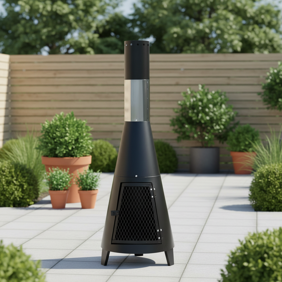 Outdoor Iron Chiminea Fire Pit Chimney Wood Burning Eco-Friendly Patio ...